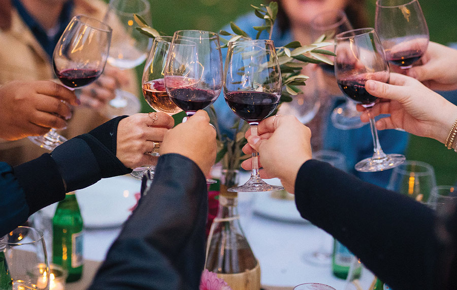Benziger Family Winery wine glasses celebration